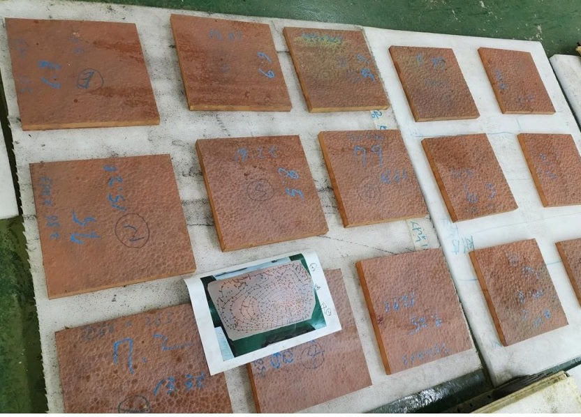 Water-jet cut raw sheet